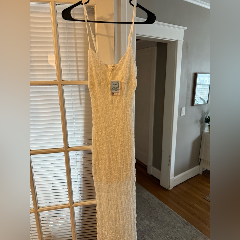 NWT Ross white lace maxi dress with sheer bottom